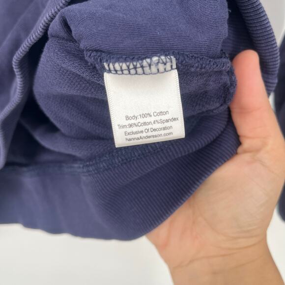 Hanna Andersson Appliqué Sweatshirt Navy Strawberry Crewneck Size 8 - Picture 5 of 8